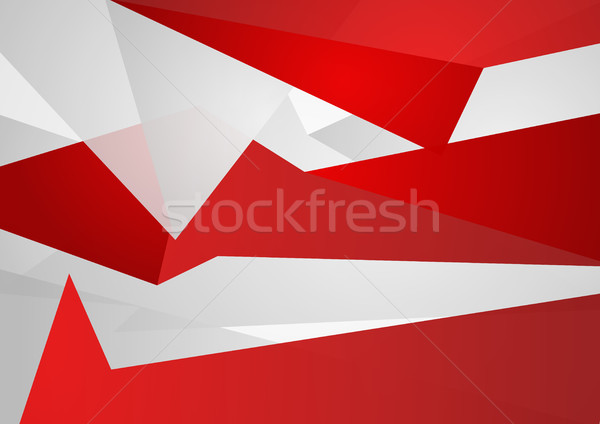 Stock photo: Red and grey abstract tech polygonal background