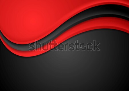 Foto stock: Abstrato · vermelho · preto · ondulado · vetor · projeto