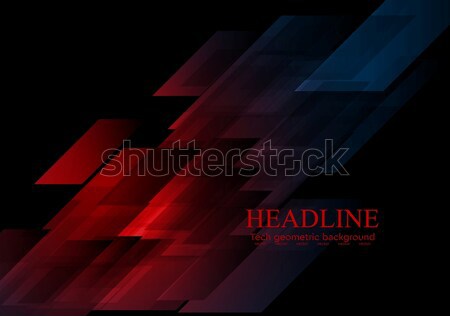 Dark blue red shapes abstract tech vector background Stock photo © saicle