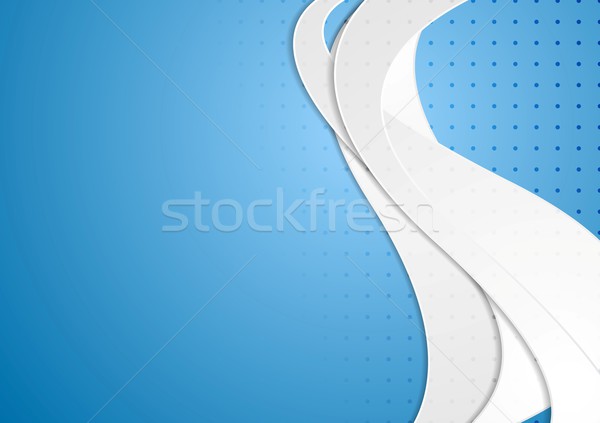 Grey waves on blue dotted background Stock photo © saicle