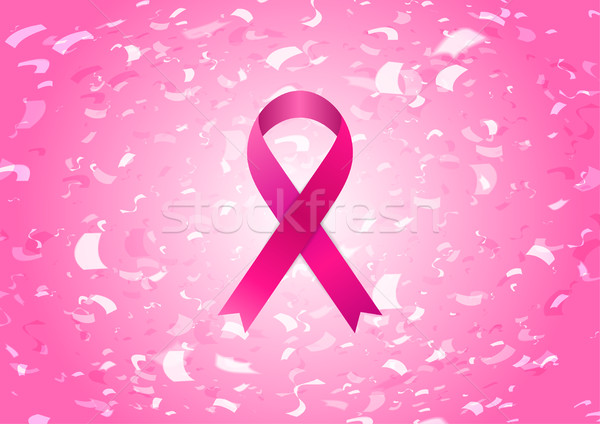 Breast cancer awareness month. Silk pink ribbon and confetti Stock photo © saicle
