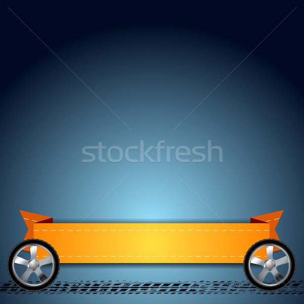 Wheels, grunge tire track and orange ribbon abstract background Stock photo © saicle