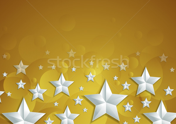 Stock photo: Abstract shiny golden background with silver stars