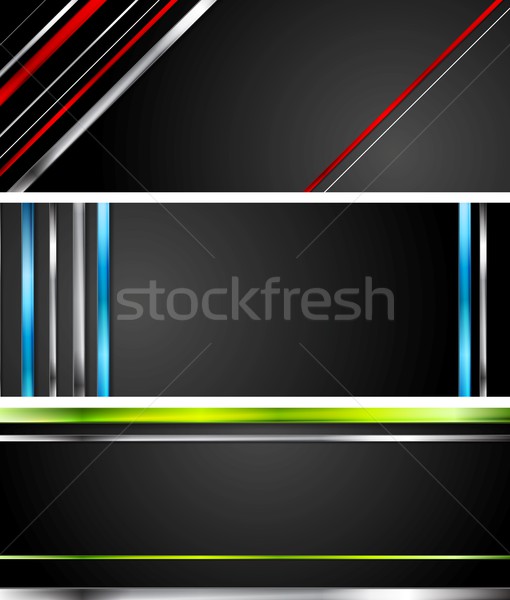 Abstrato preto tecnologia banners brilhante Foto stock © saicle