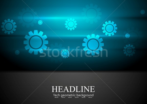Contrast blue and black tech background with gears Stock photo © saicle