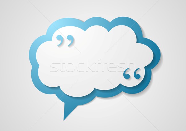 Blue cloud speech bubble with commas, quote background Stock photo © saicle