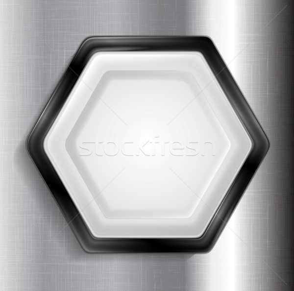 Abstrakten metallic Sechseck Label Vektor Grafik-Design Stock foto © saicle