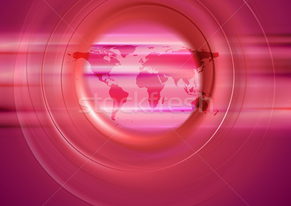 Roşu tehnologie hartă a lumii abstract cerc vector Imagine de stoc © saicle