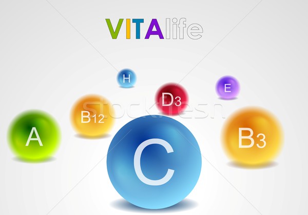 Vitamins colorful balls vector background Stock photo © saicle