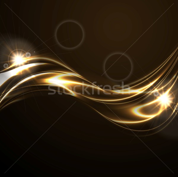 Golden liquid smooth waves on black background Stock photo © saicle