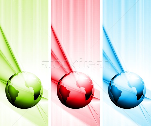 Stockfoto: Abstract · vector · tech · banners · wereldbol · elegante