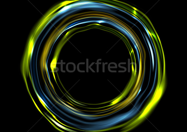 Glowing neon luminous circles on black background Stock photo © saicle