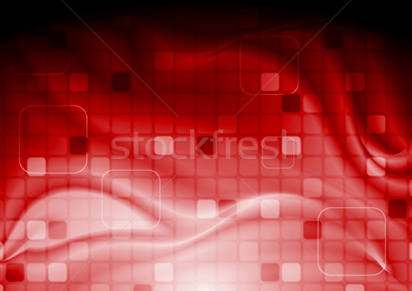 ストックフォト: ハイテク · 波状の · デザイン · 赤 · 技術 · eps