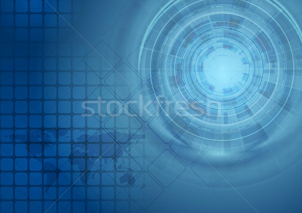 Foto stock: Brilhante · azul · vetor · tecnologia · projeto · mundo