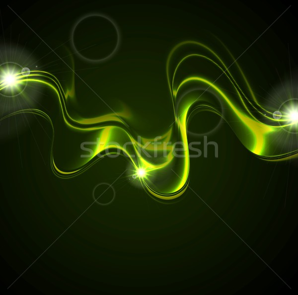 Vert néon vagues noir [[stock_photo]] © saicle