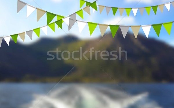 Buli zászlók ünnepel absztrakt hegy tájkép Stock fotó © saicle
