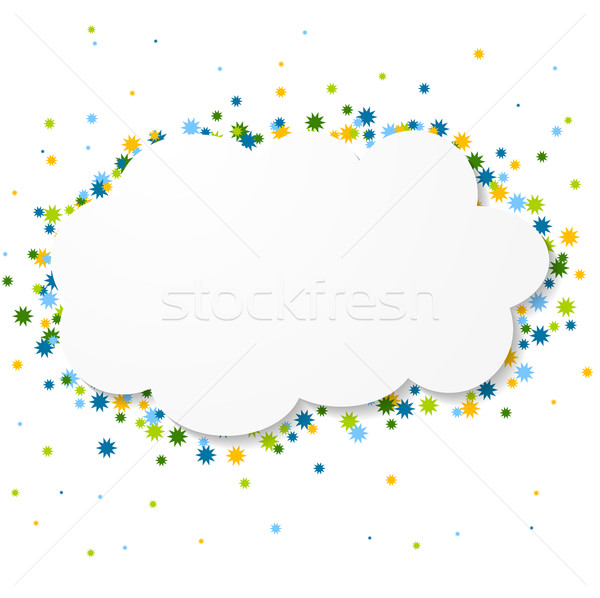 White blank paper cloud with colorful circles Stock photo © saicle