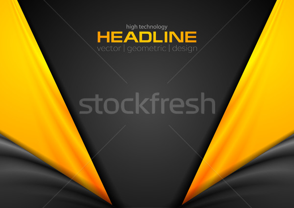 Abstract contrast zwarte oranje vector tech Stockfoto © saicle
