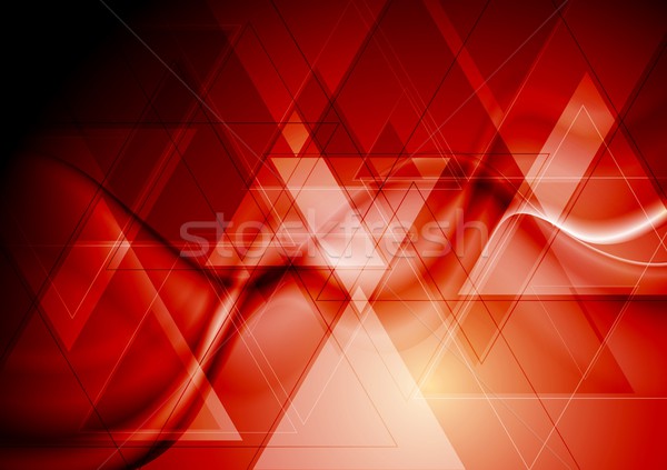 Heldere Rood ontwerp abstract technologie golven Stockfoto © saicle