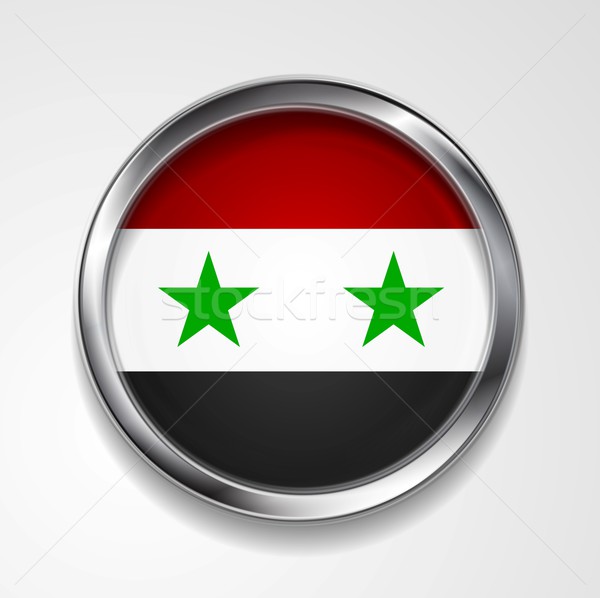 Vector button with stylish metallic frame. Syrian flag Stock photo © saicle