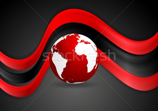 Graphic vector wavy design with globe Stock photo © saicle