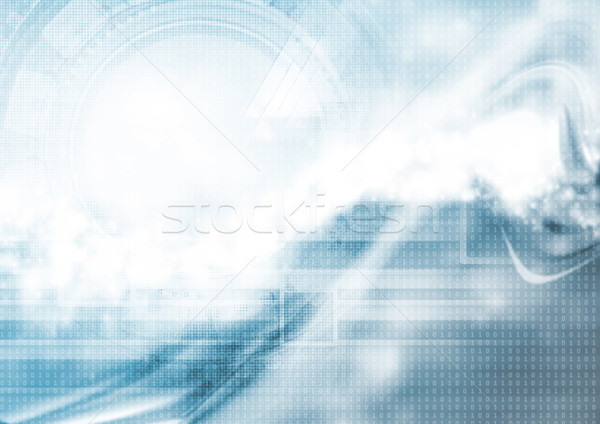 Stockfoto: Blauw · abstract · golvend · technologie · behang · digitale