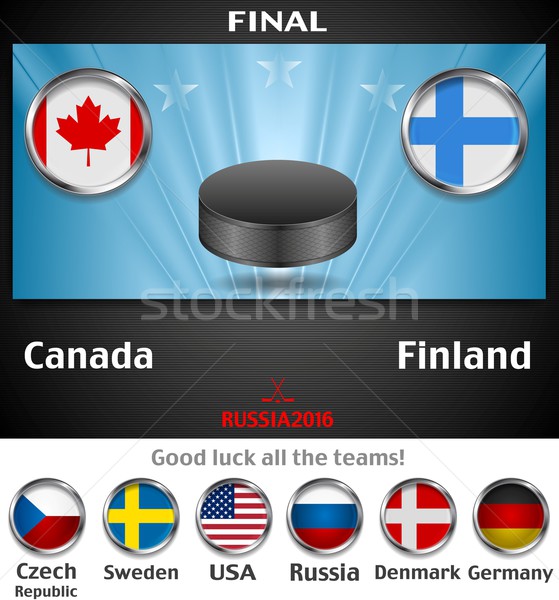 Final of the world championship hockey background with black puck Stock photo © saicle