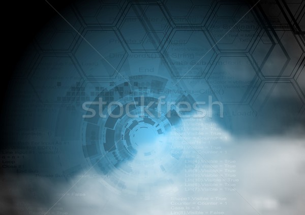 Stockfoto: Blauw · technologie · bewolkt · hemel · vector · ontwerp