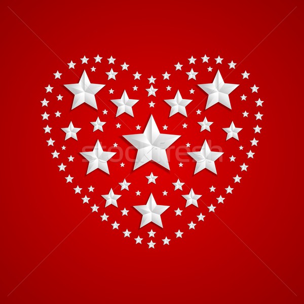 Heart symbol made of gray stars on red background Stock photo © saicle