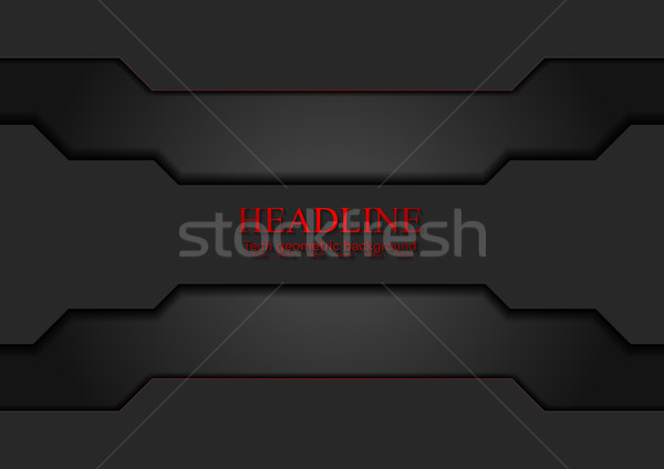 Fekete tech scifi piros vonalak vektor Stock fotó © saicle