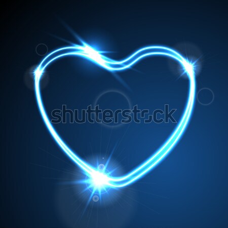 Niebieski serca neon efekt streszczenie Zdjęcia stock © saicle