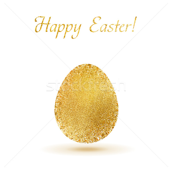 Stock photo: Gold easter egg sparkles on white background