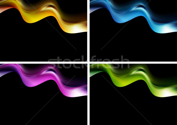 Lumineuses vagues noir coloré vecteur design [[stock_photo]] © saicle