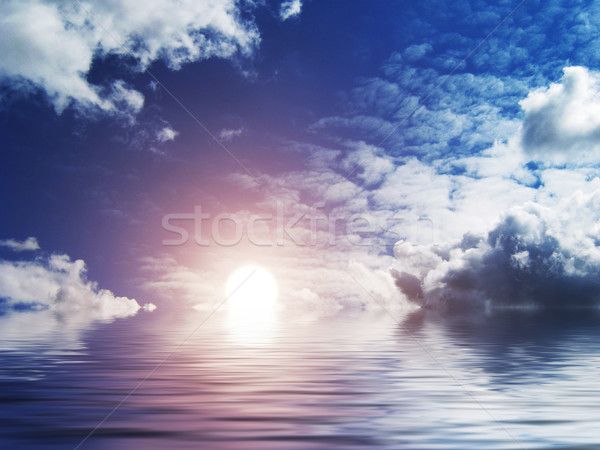 Zee dalen mooie wolken zon landschap Stockfoto © saicle