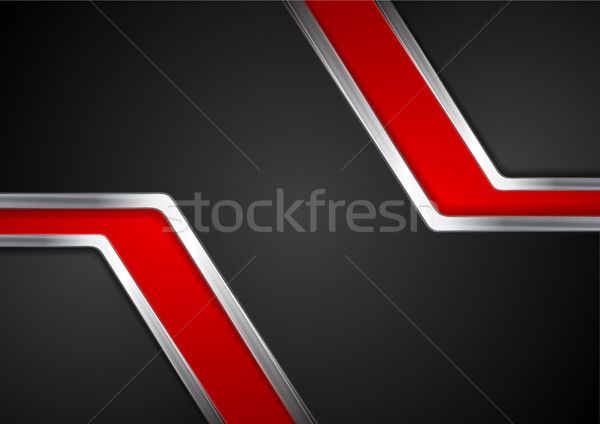 Technology red and black background with metal silver stripes Stock photo © saicle