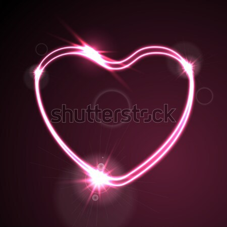 Pink heart, glowing neon effect abstract background Stock photo © saicle