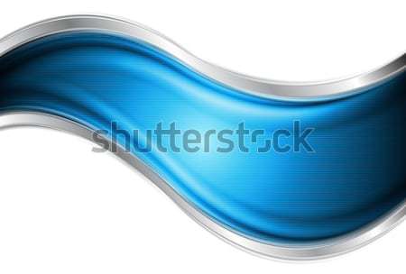 Foto stock: Brillante · azul · plata · vector · olas · colorido