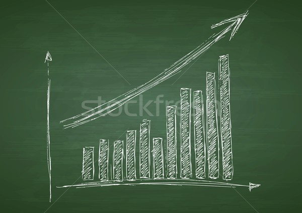 Growing graph hand drawing with arrow on green chalkboard Stock photo © saicle