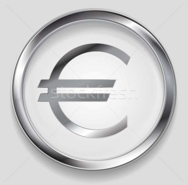 Concept metallic euro symbol logo button Stock photo © saicle