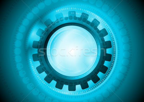 Cyan Gear двоичный код Tech вектора синий Сток-фото © saicle
