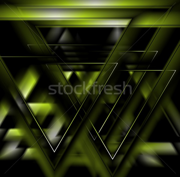 Dark green tech futuristic triangles background Stock photo © saicle