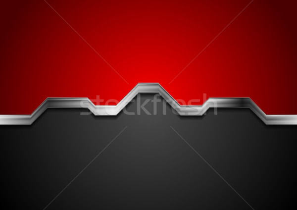 Absztrakt piros fekete fém ezüst csík Stock fotó © saicle