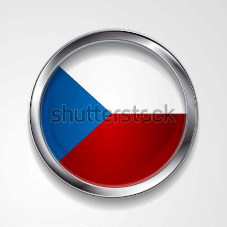 Vector button with stylish metallic frame. Czech flag Stock photo © saicle