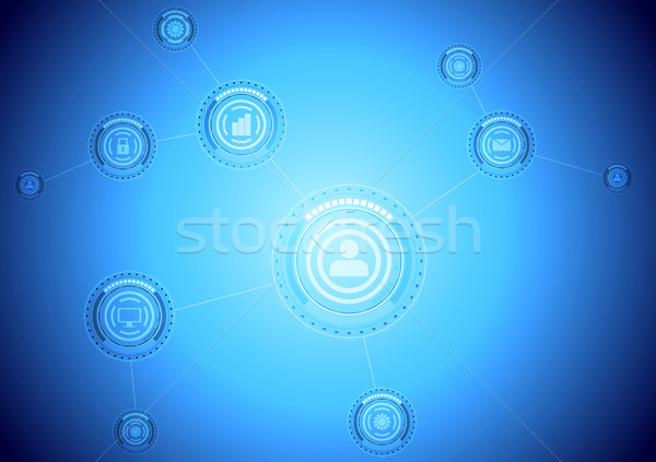 Foto stock: Luz · azul · comunicação · vetor · abstrato · gráfico · corporativo