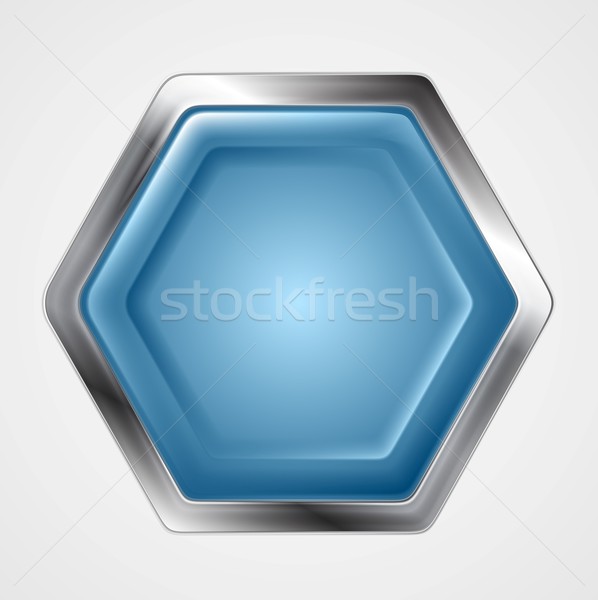 Albastru metalic hexagon logo-ul vector Imagine de stoc © saicle