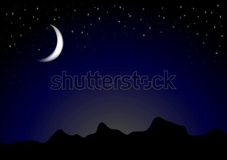 黑暗 月光 夜 向量 山 商業照片 © saicle