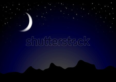 Foto stock: Oscuro · luz · de · la · luna · noche · vector · montanas