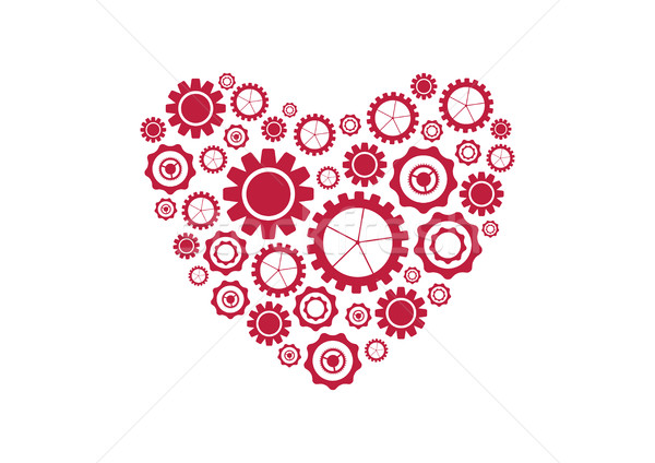 Red heart from tech gears vector background Stock photo © saicle