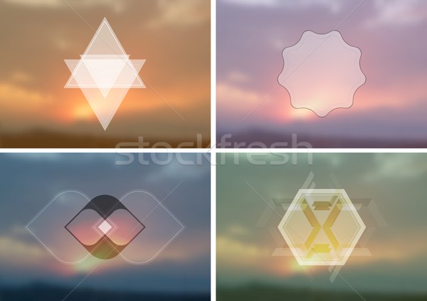 Stockfoto: Abstract · vintage · badges · wazig · vector