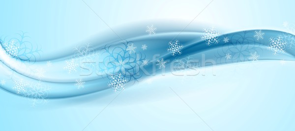 Mavi dalgalı soyut Noel kar taneleri vektör Stok fotoğraf © saicle